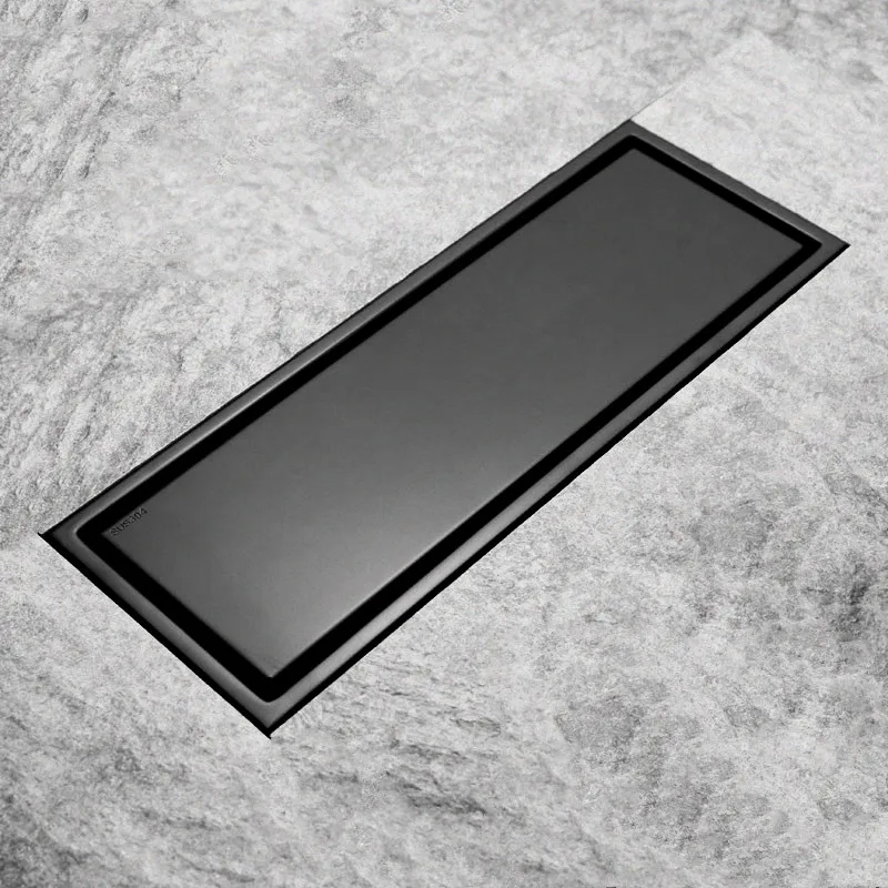300*110mm 2pcs/ lot Black Plated top quality Stainless Steel floor drain Linear Shower Drain with Tile Insert Removable Cover |