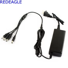 REDEAGLE EU US Cord CCTV Power Supply DC 12V 3A Switching + 4 ways Power Splitter Cable for CCTV Camera DVR Security System Kit