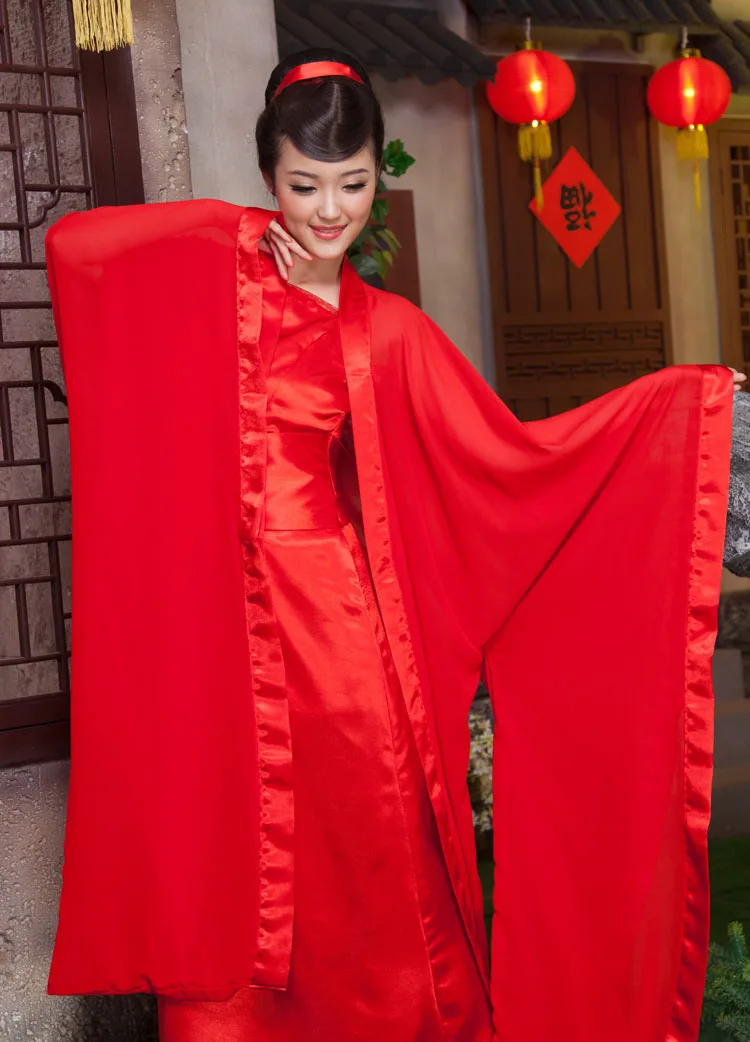 Древний китайский костюм Ming Hanfu Косплей народная Танцы женская одежда костюм красный Hanfu длинное платье Le Chinois ancien костюм