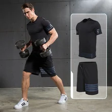 2 pieces Running Sets Men’s Sportswear Compression Tights For Fitness Running Basketball Soccer Jersey Gym Clothing jersey