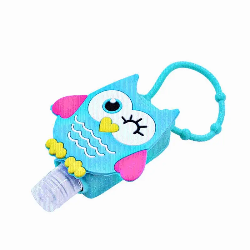 30ML Embossed Cute Colored Cartoon Owl Shape Silicone Mini Hand Sanitizer Disposable No Clean Detachable Cover 5