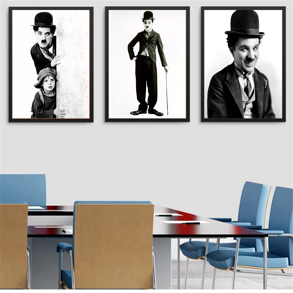 

Home Decor Canvas Painting Wall Art Movie Poster Charlie Chaplin Wall Pictures for Living Room Coffee Room Decor