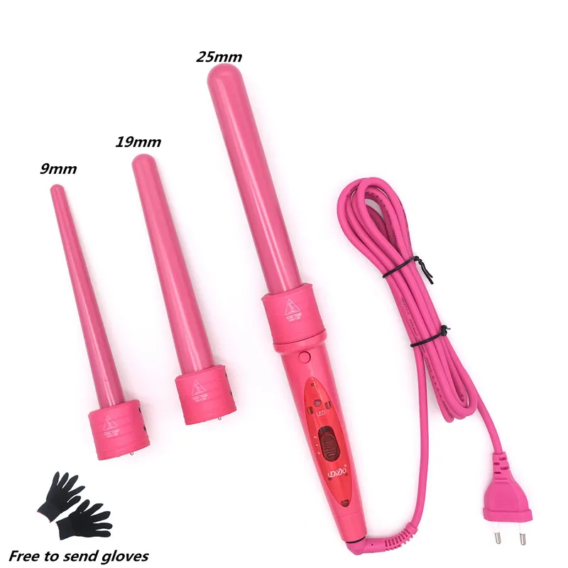 Foreign explosions curly hair multi-function 3p curly hair artifact ceramic roll bar free to send gloves
