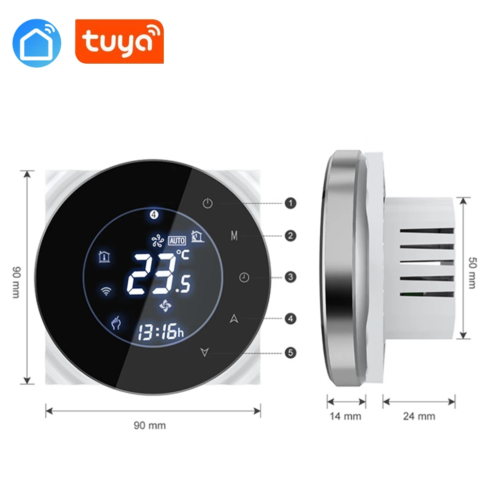 Tuya app 4 трубы Wi Fi умный центральный кондиционер термостат регулятор температуры 3