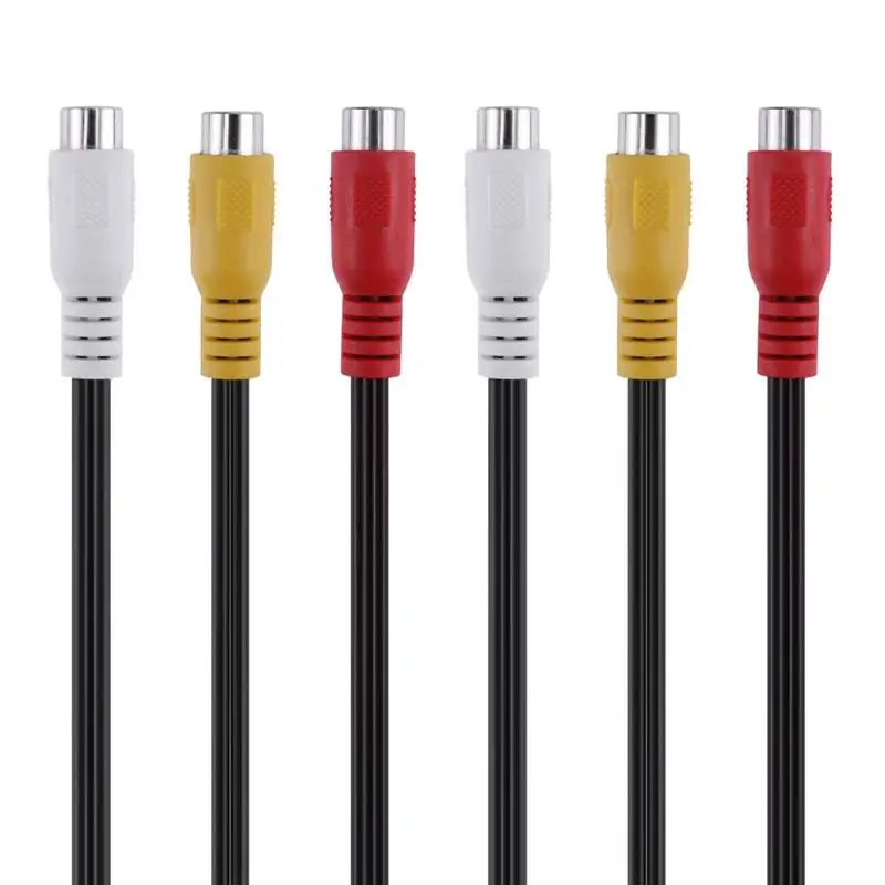 Черный 25 см 3RCA штекер 6RCA гнездо Аудио Видео AV адаптер кабель|Кабели VGA| |