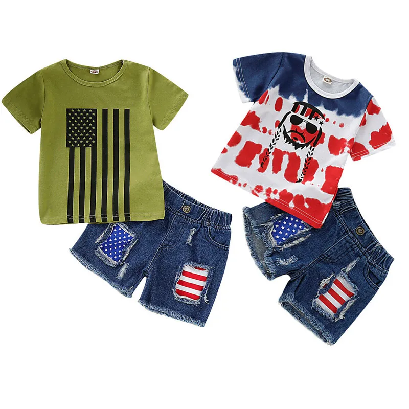 0 4T Independence Day Kids Baby Boys Clothes Printed American Flag Kids