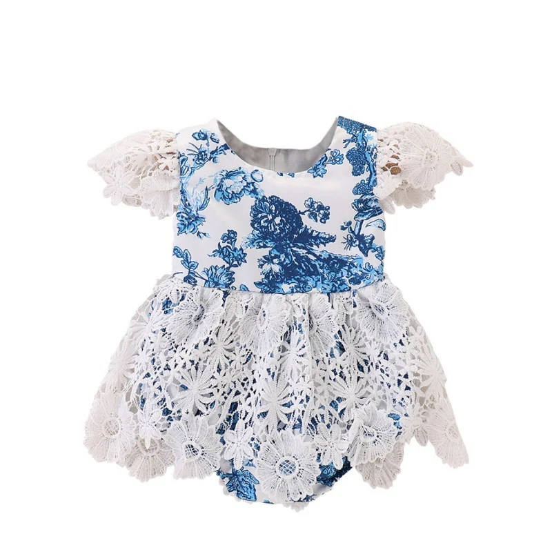 

Newborn Baby Girls Clothes Bodysuits Summer Flying Sleeveless Floral Cotton Baby Dress One Piece Jumpsuit Outfits