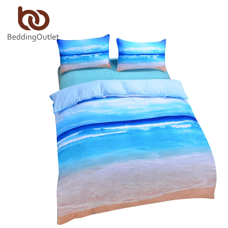 Brand New Beach And Ocean Bedding Hot 3D Print Duvet Cover Cheap Vivid Bedclothes Twin Queen