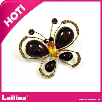 

Fashion butterfly brooch bee design rhinestone brooch gold base