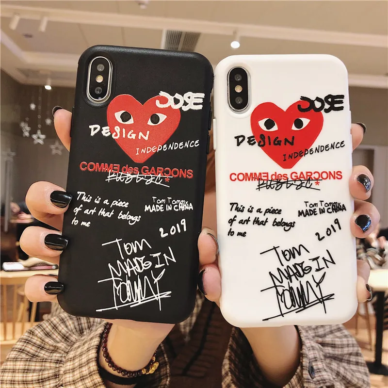 

Japan Brand CDG Matte Soft Silicone Case for Coque iPhone 6s 6 7 8 Plus Cover Love Heart Play for Funda iPhone X XR Xs Max Case