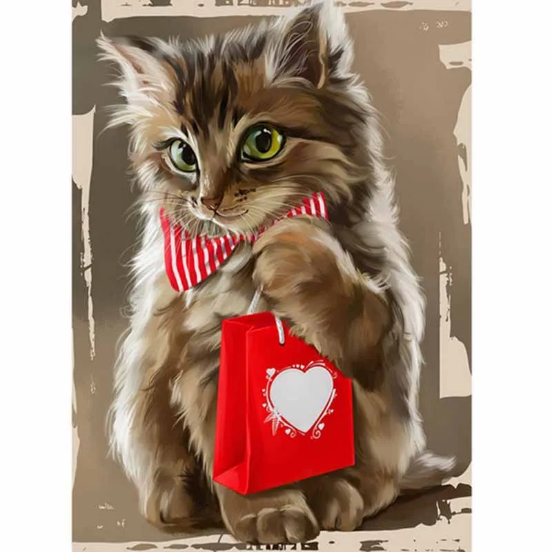 

5D DIY Diamond painting Cat heart embroidery diamond Cross Stitch full square Rhinestone 2019 home decoration