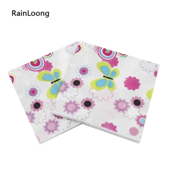

[RainLoong]c Butterfly Paper Napkin With Flower Event & Party Insect Tissue Napkin Supply Decoration 33*33cm 5packs