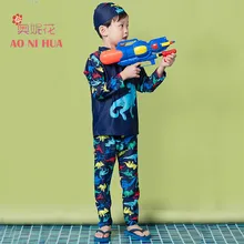 AONIHUA/ г., профессиональный купальник из двух предметов для мальчиков, милый детский купальный костюм с длинными рукавами и принтом динозавра, детский купальный костюм