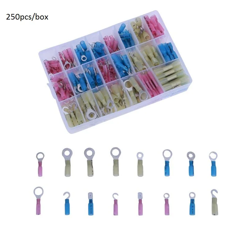 

250Pcs/1200Pcs Heat Shrink Tubing Wire Connectors Kit with Case Waterproof Marine Automotive Terminal Tube Parts Accessories