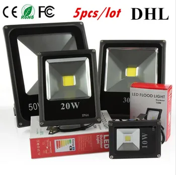 

5X Led Floodlight 85-265V 10W 20W 30W 50W 100W LED Landscape Led Outdoor Flood Light Waterproof led lamps FEDEX DHL free ship