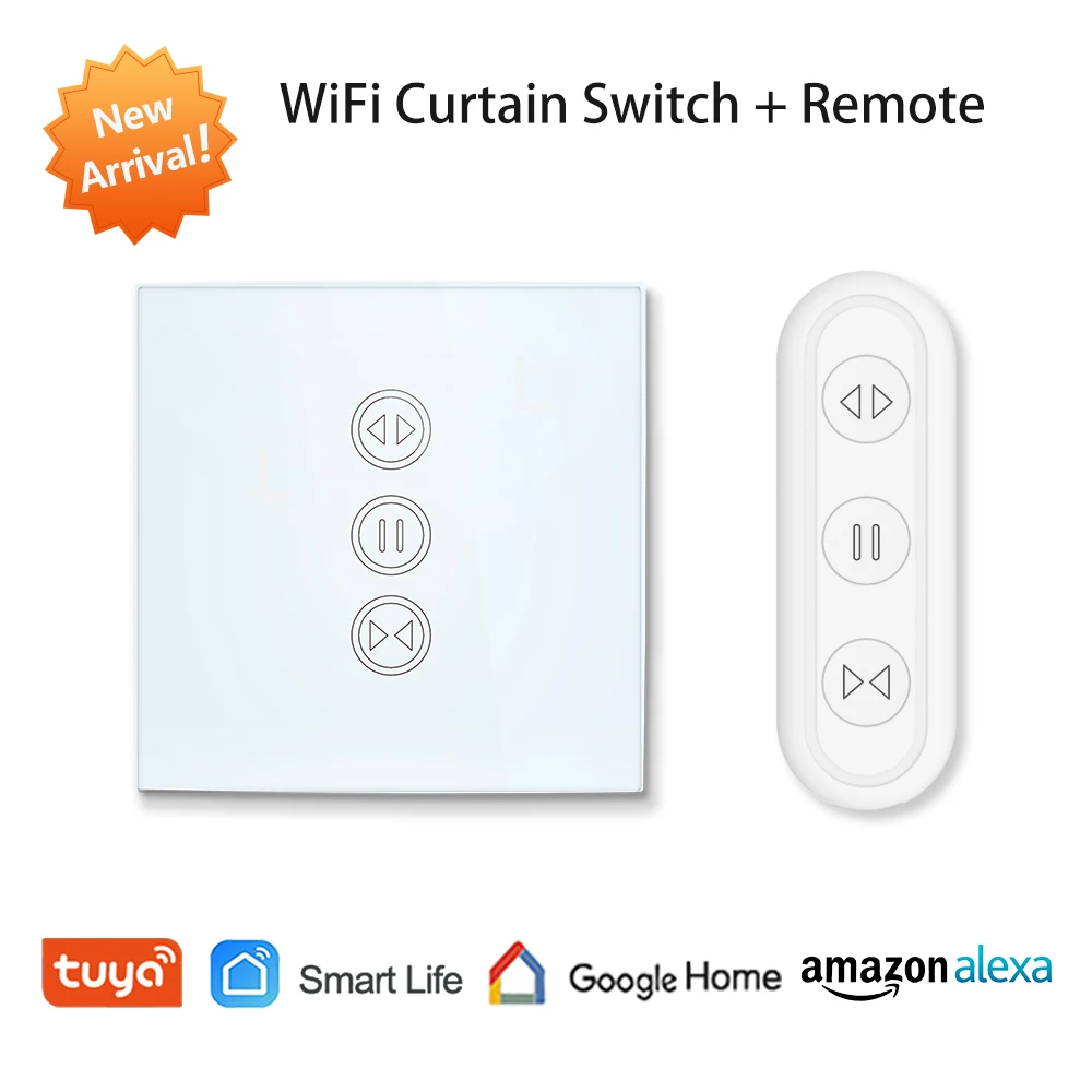 Offerte Tuya Vita Intelligente UE WiFi Rullo Tendina dell otturatore Interruttore per Elettrico Tende con Telecomando senza fili interruttore di Google Per La Casa alexa Echo Controllo Vocale Della Parete di Tocco Interruttore