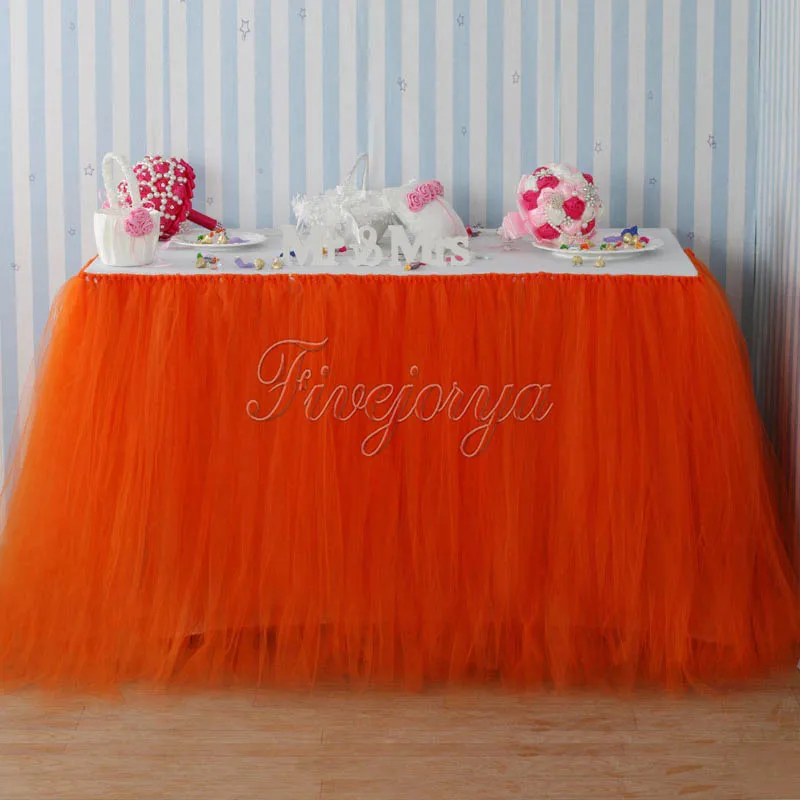 coral tulle table skirt
