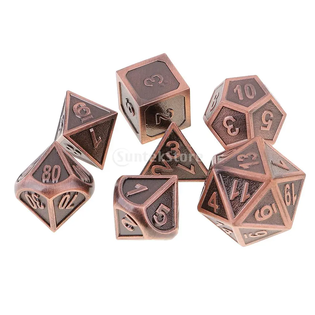 7 pieces Metal Polyhedral Dice for Dungeons & Dragons Dice Table Games RPG MTG+Dice Cup #4