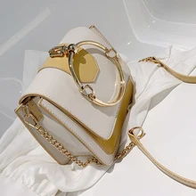 Элегантная женская сумка-тоут с металлическим кольцом летняя Новая высококачественная женская дизайнерская сумка из искусственной кожи с цепочкой на плечо
