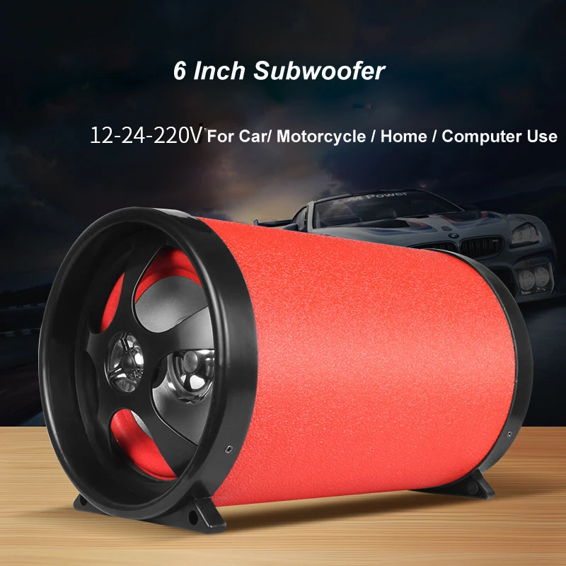 Универсальный автомобильный сабвуфер Bluetooth 6 дюймов 12 В 24 220 80 Вт HIFI звук супер бас