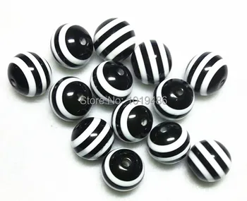 

Free shipping!100pcs/lot Black and White 20mm striped resin beads for chunky necklace and bracelet
