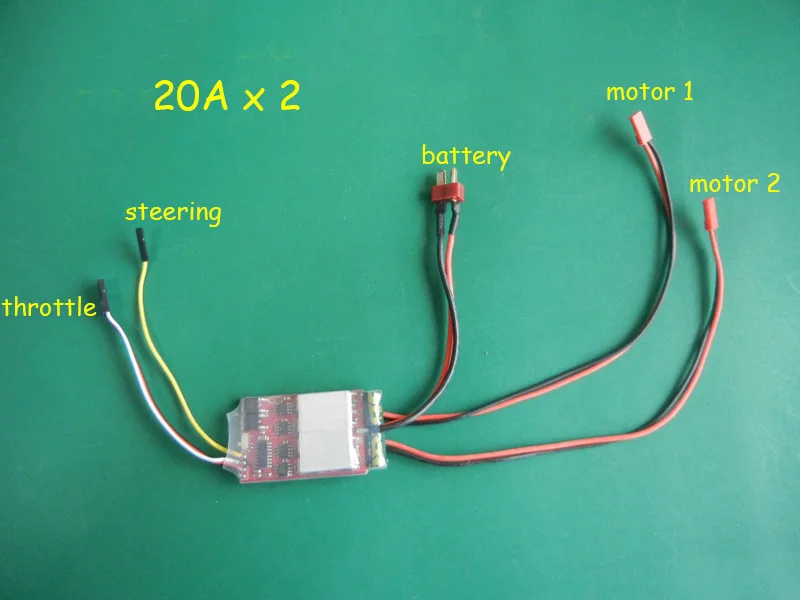 

20A*2 Dual Drive Tank Model ESC 2S 3S Lipo Regulator Brushed Speed Controller for RC Model Boat/Speedboat 380/390/540/550 Model