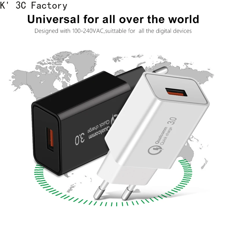 K' 3C 18 Вт Быстрая зарядка 3 0 USB зарядное устройство и QC 2 настенное для телефона