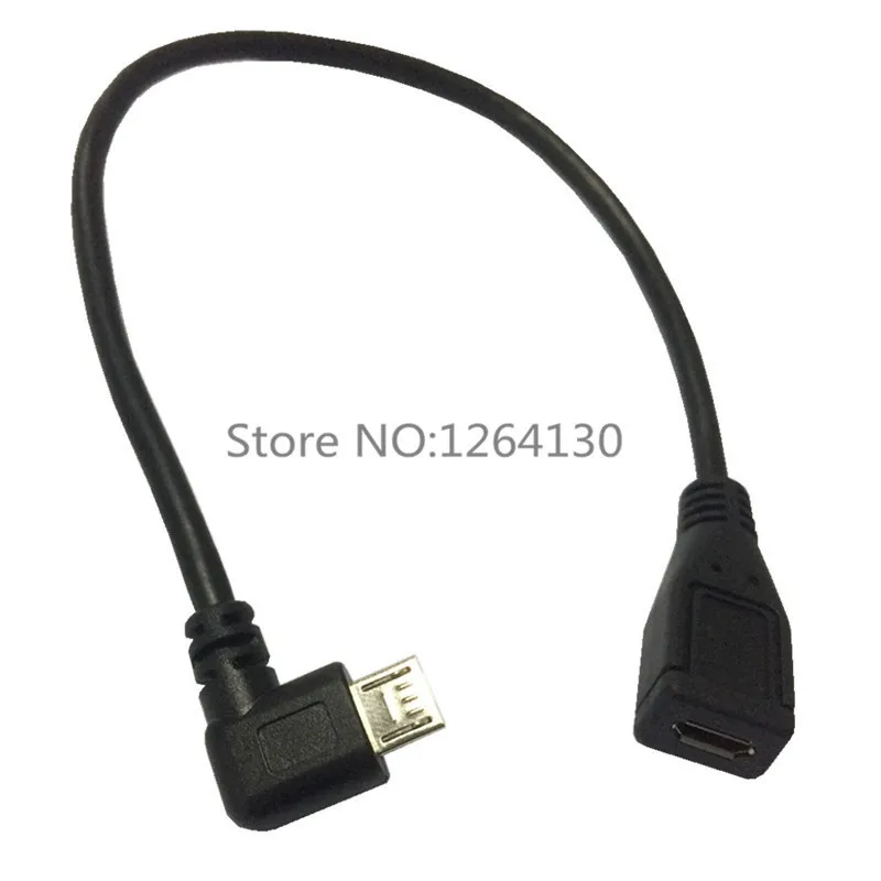 Free Shipping 0.25M 90 Degrees Micro USB Male to Female USB Cable