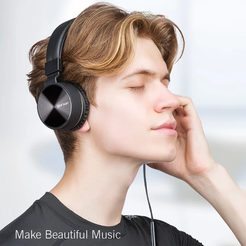  HIFI Stereo Metal Wired Headphone Foldable Headset FM and Over-ear Adjustable With Mic for Smart ph - 32849406285