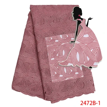 

2019 African Cord Lace Fabric Embroidered Lace Fabric High Quality Cotton Nigeria Cord Lace Wedding Fabrics Dress AMY2472-1
