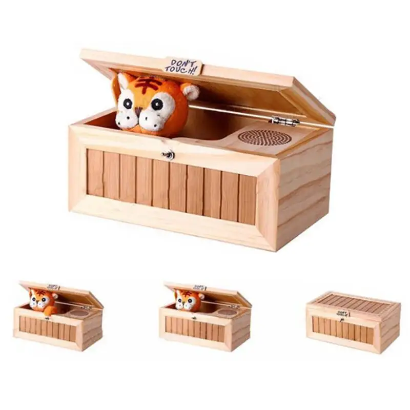 

Wooden Useless Electronic Box Cute Tiger Funny Toy Upgrade Wooden Electronic Useless Box with Sound Wooden toys for children