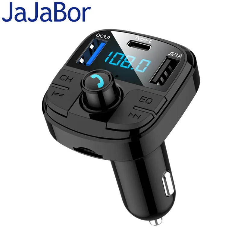 Jajabor Bluetooth 5,0 автомобильный комплект громкой связи fm-передатчик Автомобильный MP3-плеер Поддержка TF карта U диск воспроизведение QC3.0 Быстрая зарядка