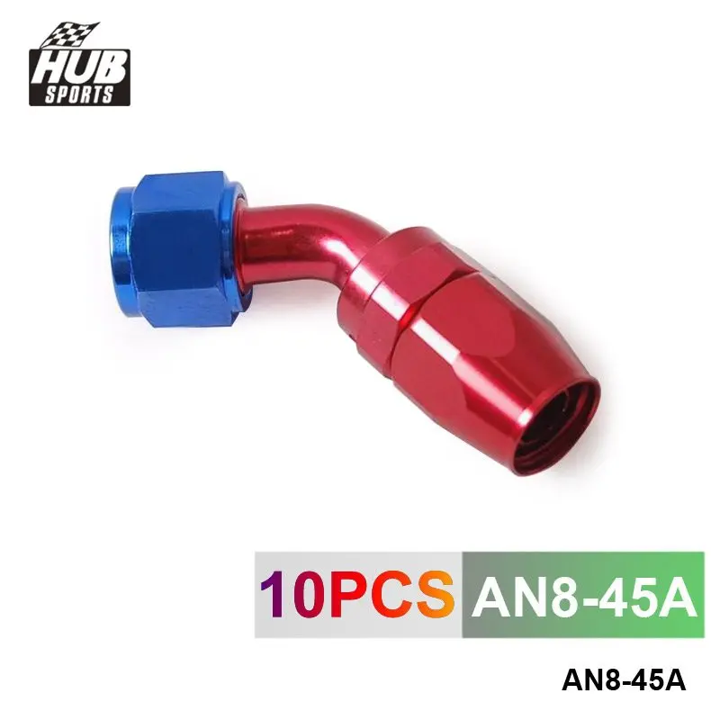 Hubsports - 10pcs /set 45 Degree High Performance AN8 Hose End Fitting Aluminum Oil cooler hose fitting Q HU-AN8-45A