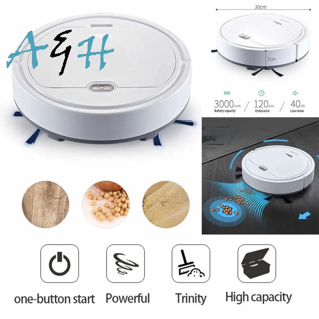 

3 in 1 Sweeping Robot Vacuum Cleaner 120 minutes USB 7.4V Charging under 40db Auto 5 hours Home Cleaning