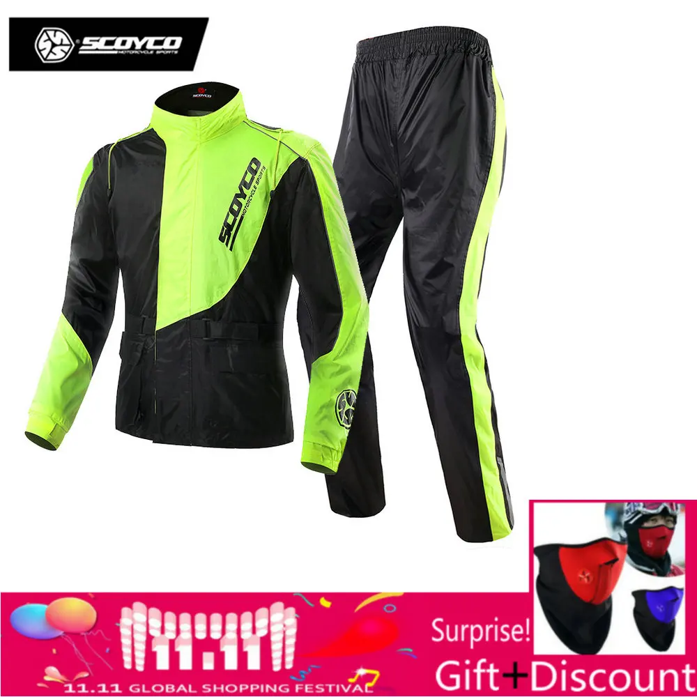 

Scoyco RC01 Men's Waterproof Motorcycle Jacket Pants Reflective Raincoat Sets Motocross Auto Racing Outdoor Sportswear Rain Gear