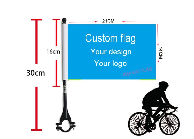 

KAFNIK,Custom Print 2pcs 14*21cm Bike/Bicycle Flags with full color printing your design any logo ,free shipping