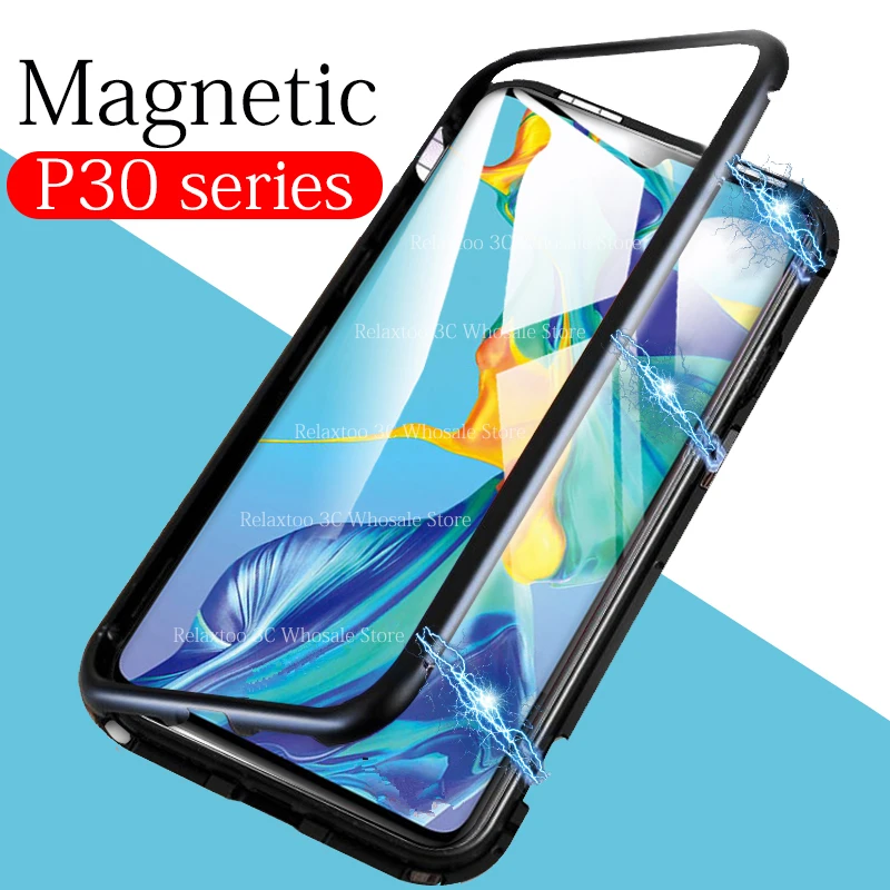 Чехол для телефона Магнитный для huawei P30 pro Чехол стеклянный задний жесткий чехол для huawei P30 lite металлический Coque на p 30 light p30pro p30lite