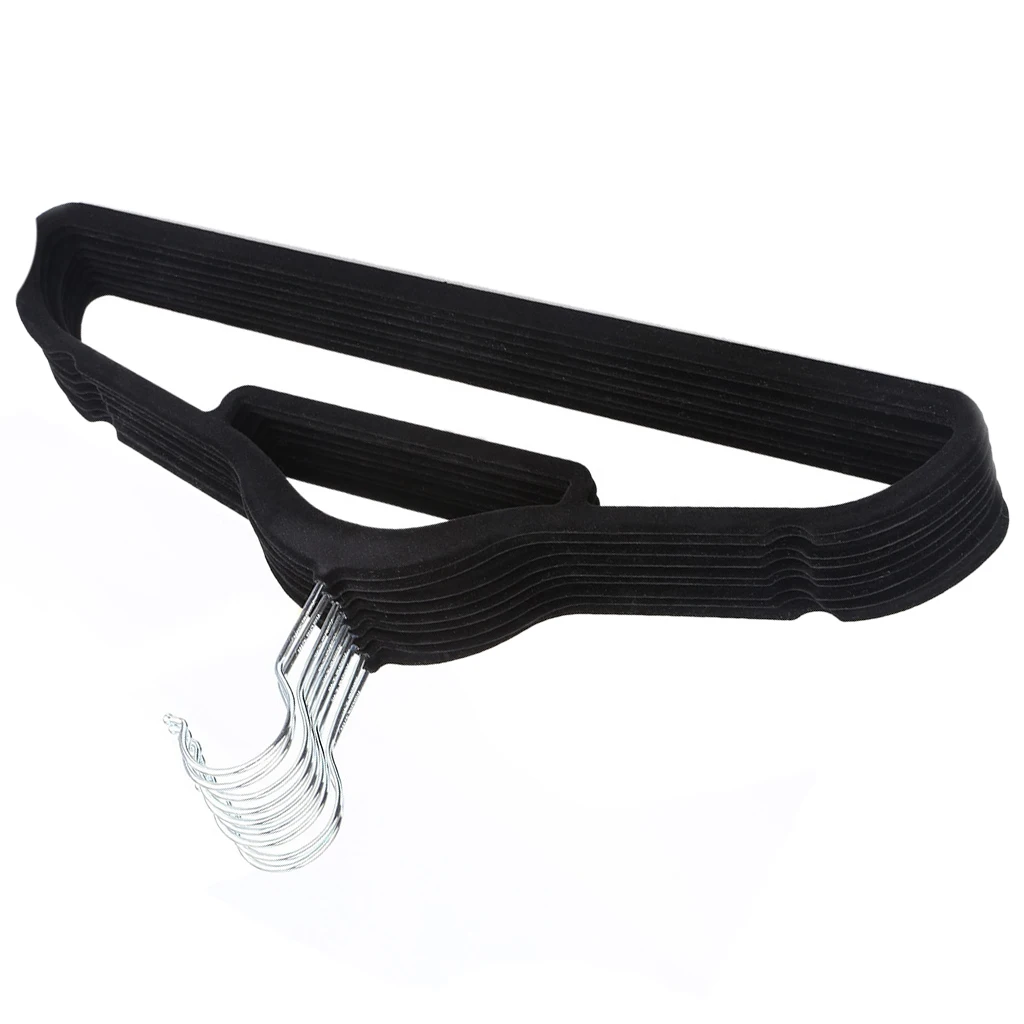 TFBC-упаковка из 10 нескользящих ультра-тонких шарнирных вешалок для одежды для взрослых с поворотом на 360 градусов с завязкой, зубчатые плечи для гарменов - Цвет: Black