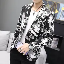 Камуфляжный костюм куртки свадебные костюмы для мужчин одежда на одной пуговице повседневные мужские приталенный Блейзер Новинка