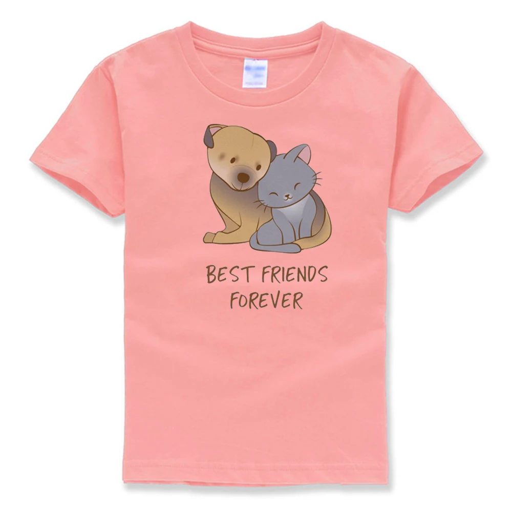 Best Friend T Shirt - Cat and Dog Kawaii Clothing / Cute Puppy Kitten Anime Graphic Tee Pet Lover Gift Idea