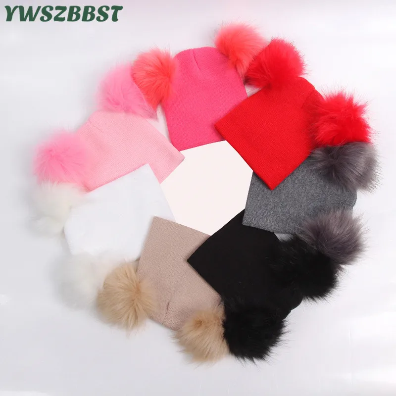 

New Autumn Winter Crochet Children Hats Fur Pom Pom Ball Hat Girl Boy Wool Cap Baby Cap Scarf Toddlers Kids Knit Beanie Hats