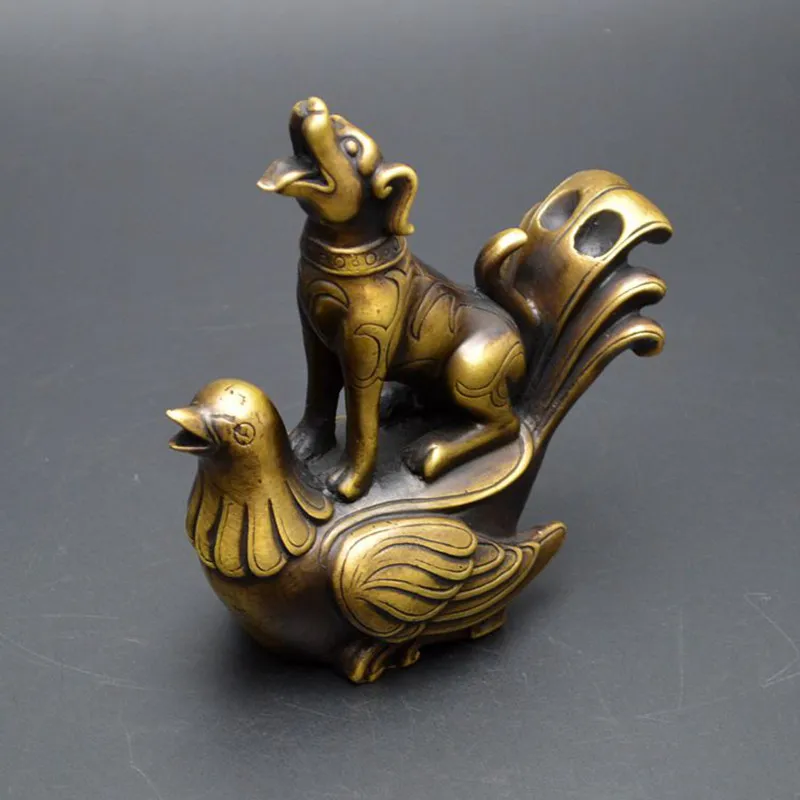 Archaize bronze ware craftwork copper chicken copper dogin Figurines