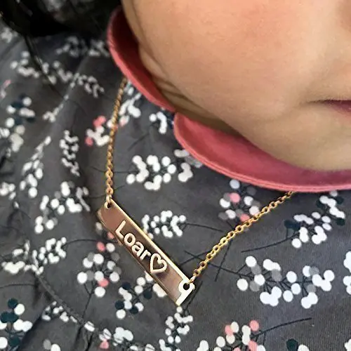 

A Personalized Baby Children Teen name bar Necklace Gold Silver Rose Gold Birthday Child Safety ID Birth Information Gift