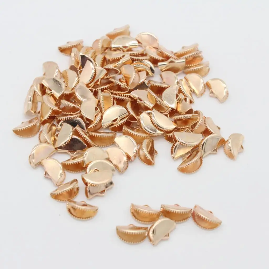 100Pcs Sector Shape Jewelry Clasp Hooks DIY Ribbon Necklace Cord Crimp Ends