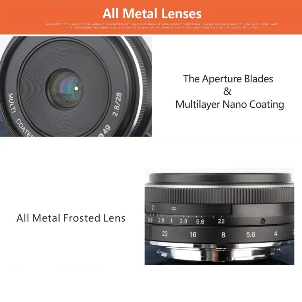 MEKE 28 мм f2.8 фиксированный объектив с ручной фокусировкой для Olympus Panasonic M4/3 система