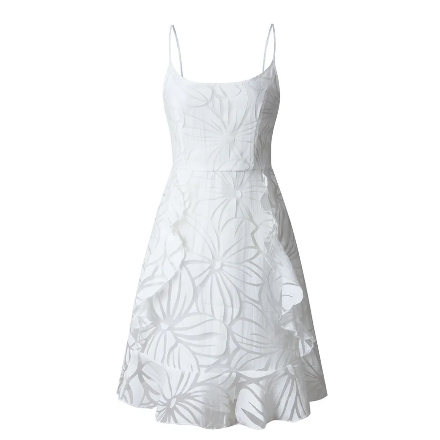 Gladiolus 2019 Summer Women Dress Fashion Sleeveless Spaghetti Strap Ruffles Mini Sexy Dress Women Spring White Ladies Dresses (16)