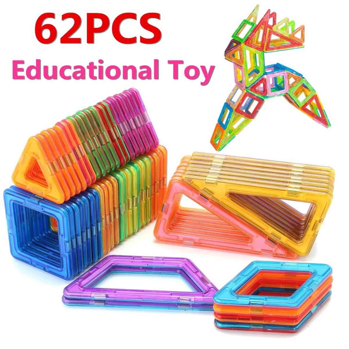 

3D Magnetic Block Puzzles Building Construction Kit 62PCS/Set DIY Models Toys Set Educational Toys Children Kids Gifts Unisex
