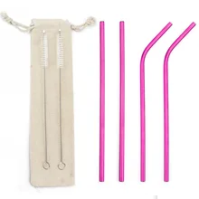 4/7 шт многоразовые 215*6 мм металлический соломинки Нержавеющая сталь изогнутые прямые соломинка для напитков бар вечерние оптом с сумочкой в комплекте; Новинка