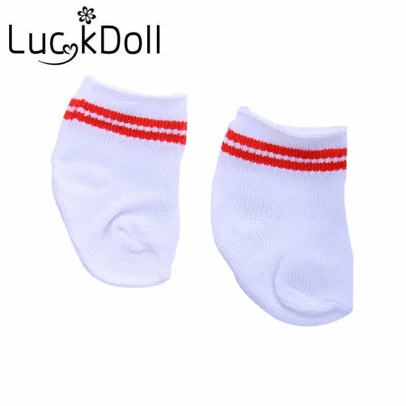 Носки в полоску LUCKDOLL подходят для детей 18 дюймов, американские 43 см, аксессуары для кукол, игрушки для девочек, поколение, подарок на день рождения - Цвет: N1252