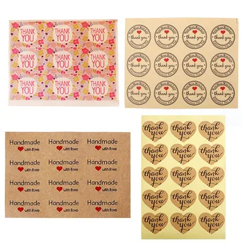 

120pcs round thank you stickers Seal Labels for baking label handmade with love sticker scrapbooking floral sticker